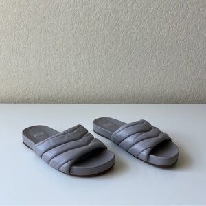 Eileen Fisher Haze Nappa Leather Slide Sandals | Grey | Size 6 | NWOT